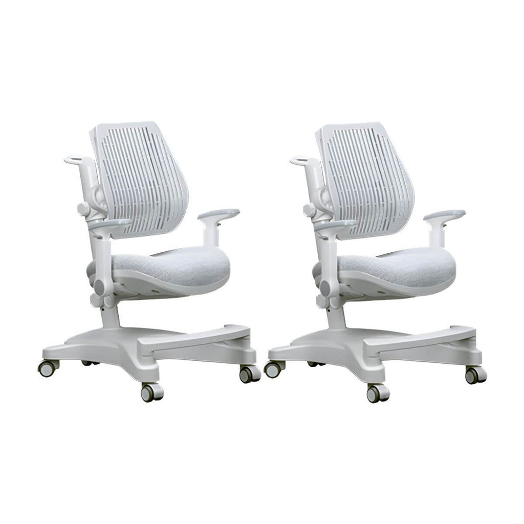 Ergonomic Grey Plastic Kids Chair with Adjustable Arms and Wheels