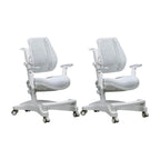 Ergonomic Grey Plastic Kids Chair with Adjustable Arms and Wheels