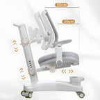 Ergonomic Grey Plastic Kids Chair with Adjustable Arms and Wheels