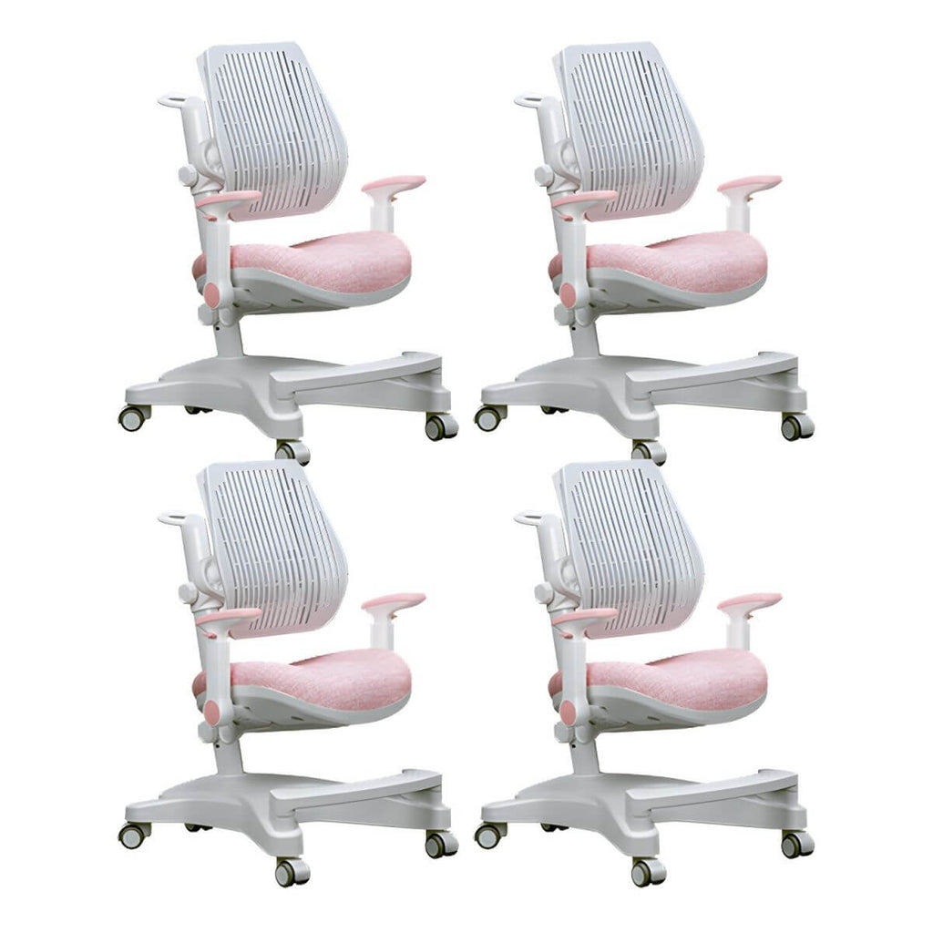 Ergonomic Grey Plastic Kids Chair with Adjustable Arms and Wheels