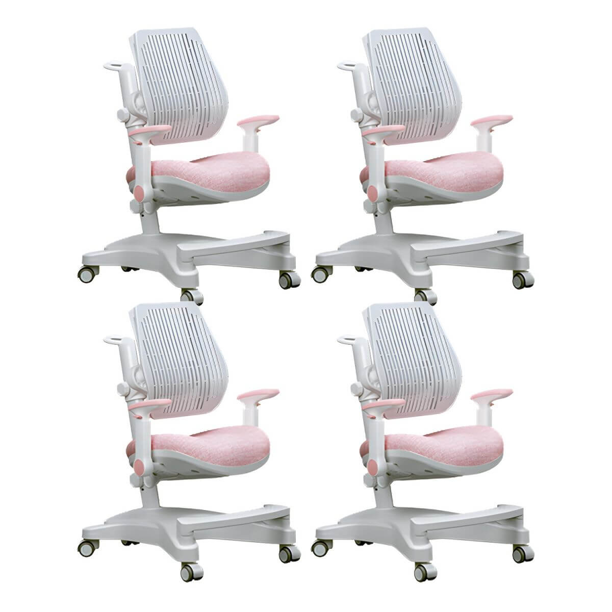 Ergonomic Grey Plastic Kids Chair with Adjustable Arms and Wheels