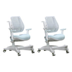 Ergonomic Grey Plastic Kids Chair with Adjustable Arms and Wheels