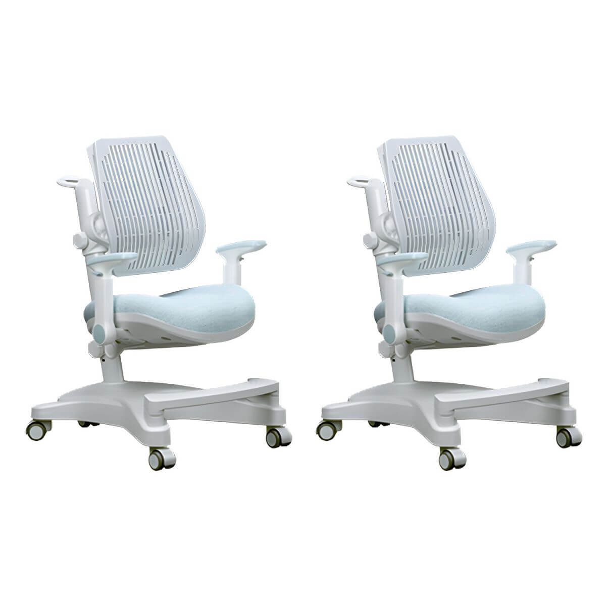 Ergonomic Grey Plastic Kids Chair with Adjustable Arms and Wheels