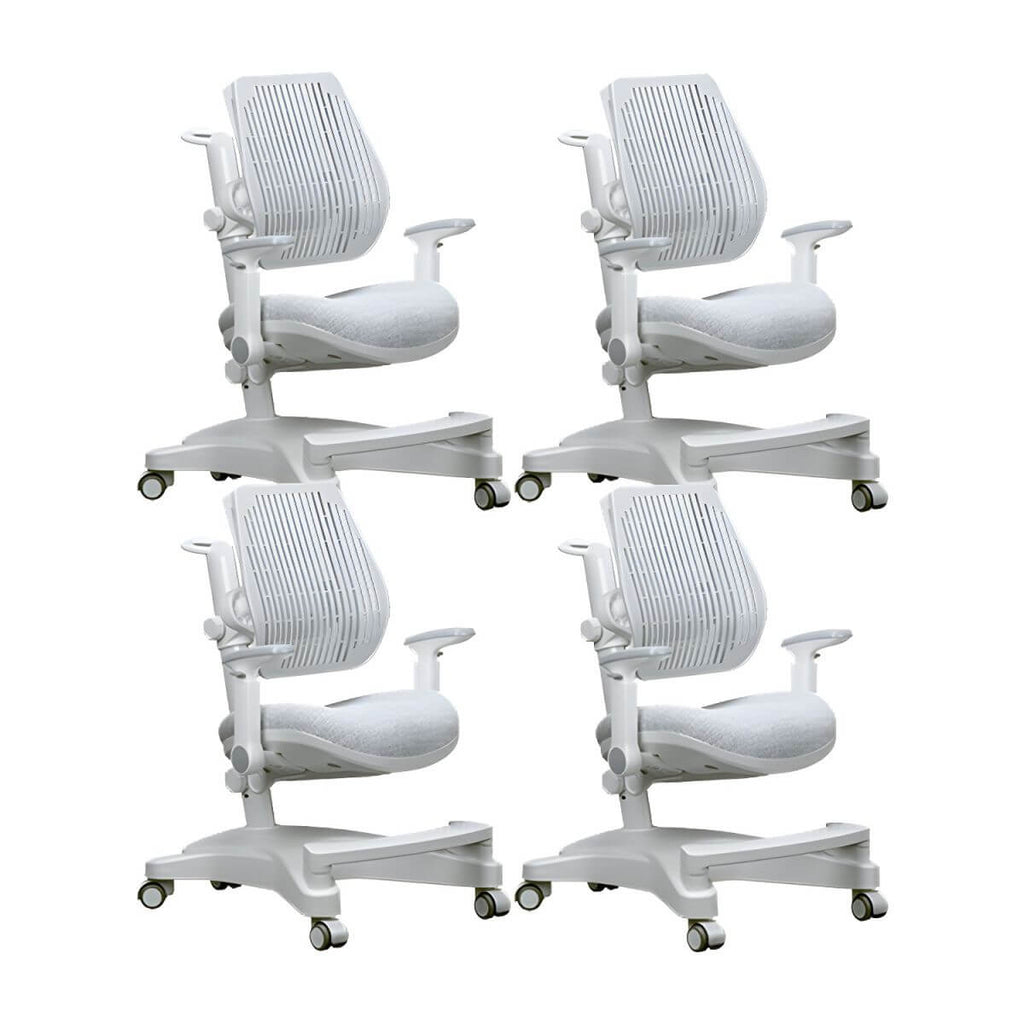 Ergonomic Grey Plastic Kids Chair with Adjustable Arms and Wheels