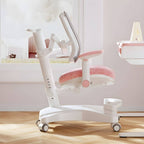 Ergonomic Grey Plastic Kids Chair with Adjustable Arms and Wheels