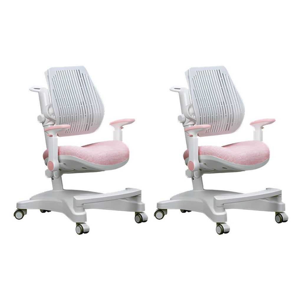 Ergonomic Grey Plastic Kids Chair with Adjustable Arms and Wheels