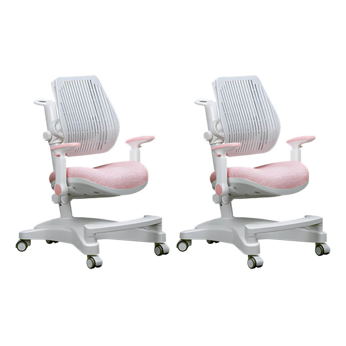 Ergonomic Grey Plastic Kids Chair with Adjustable Arms and Wheels