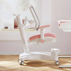 Ergonomic Grey Plastic Kids Chair with Adjustable Arms and Wheels