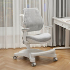 Ergonomic Grey Plastic Kids Chair with Adjustable Arms and Wheels Main Product Image