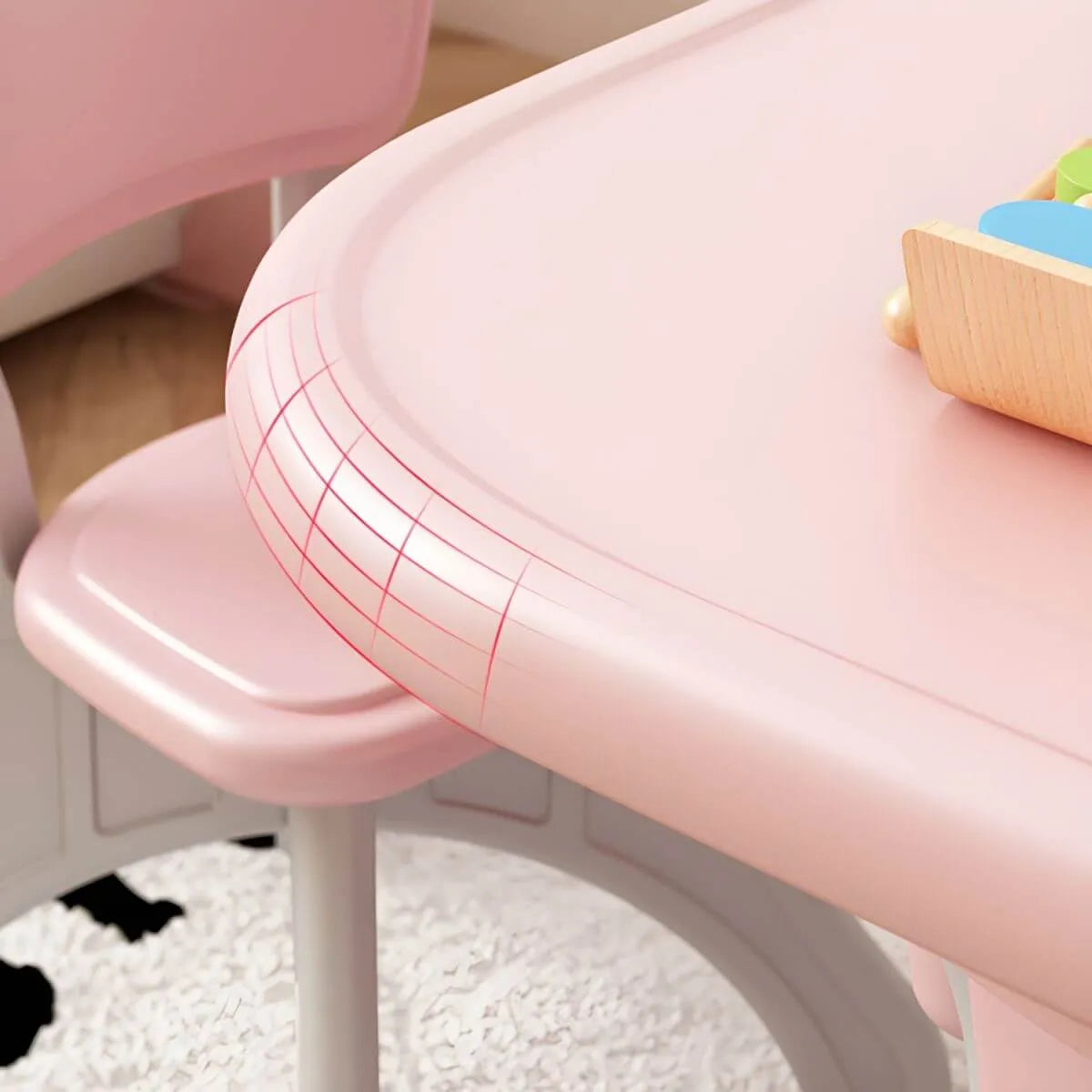 Ergonomic Kids' Plastic Writing Desk with Storage – Fixed Height, Rounded Edges