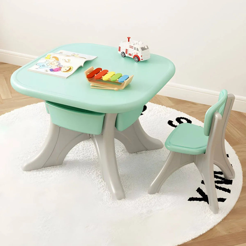 Ergonomic Kids' Plastic Writing Desk with Storage – Fixed Height, Rounded Edges