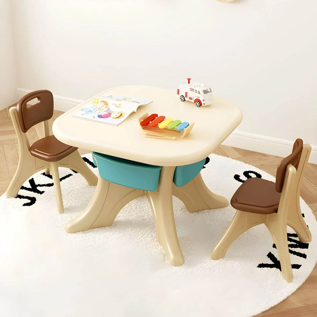 Ergonomic Kids' Plastic Writing Desk with Storage – Fixed Height, Rounded Edges