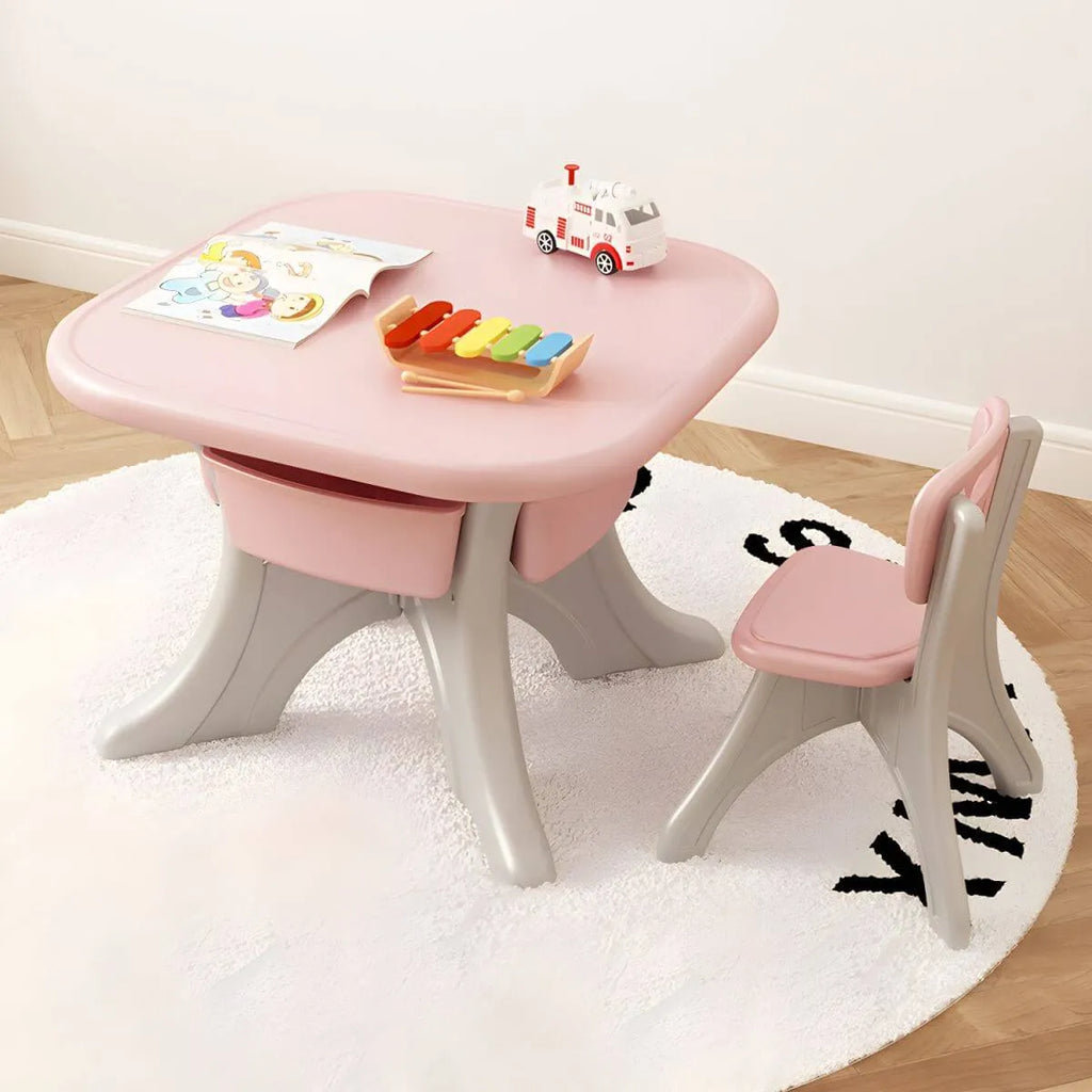 Ergonomic Kids' Plastic Writing Desk with Storage – Fixed Height, Rounded Edges