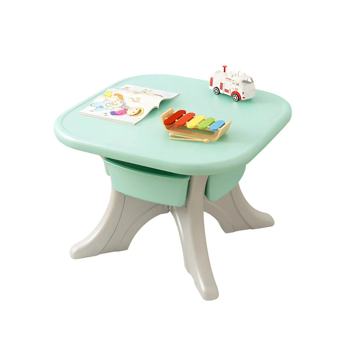 Ergonomic Kids' Plastic Writing Desk with Storage – Fixed Height, Rounded Edges
