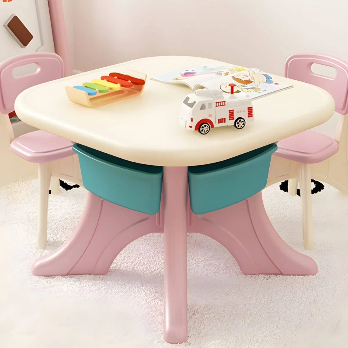 Ergonomic Kids' Plastic Writing Desk with Storage – Fixed Height, Rounded Edges Main Product Image