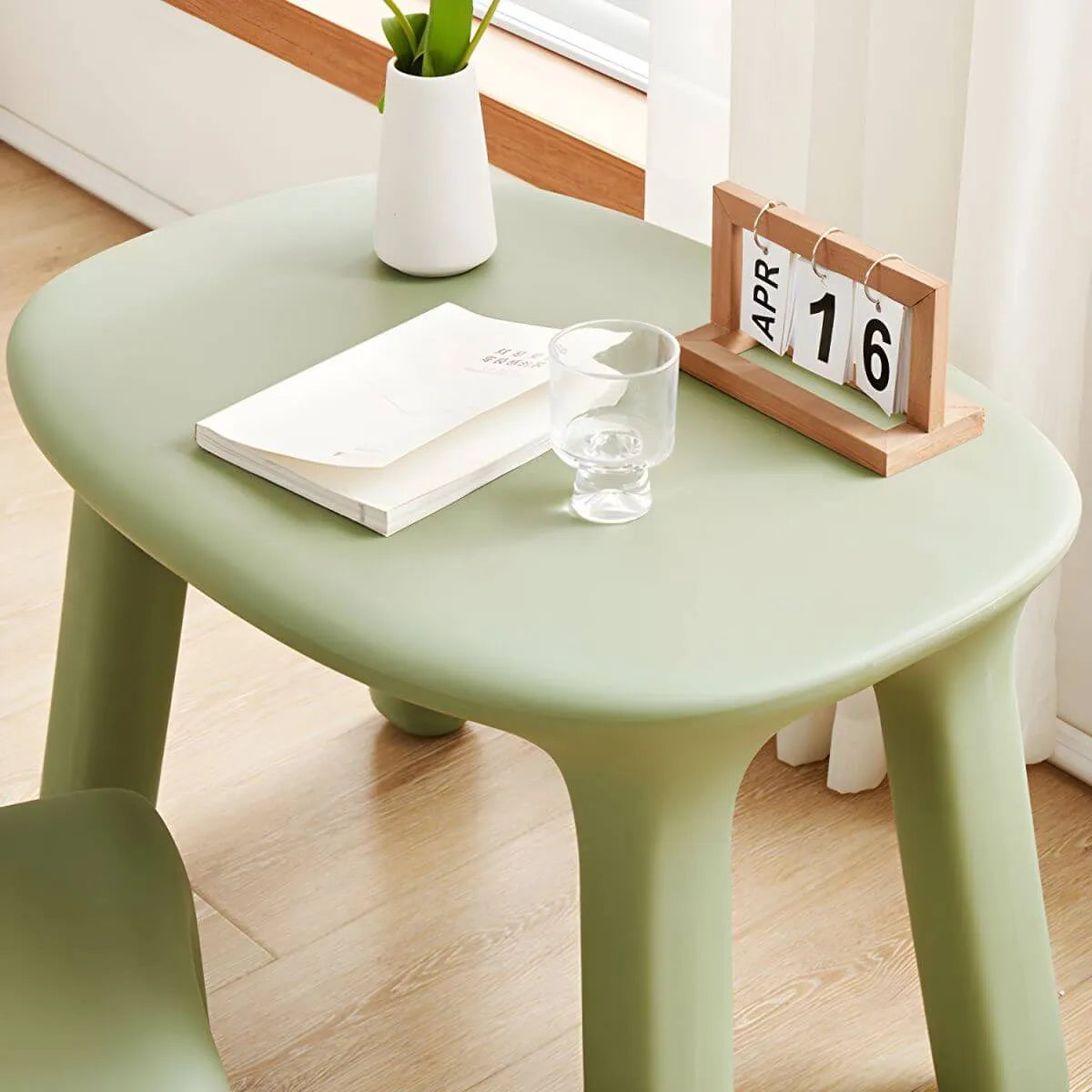 Ergonomic Plastic Kids Art Desk with Matching Chair in Solid Colors