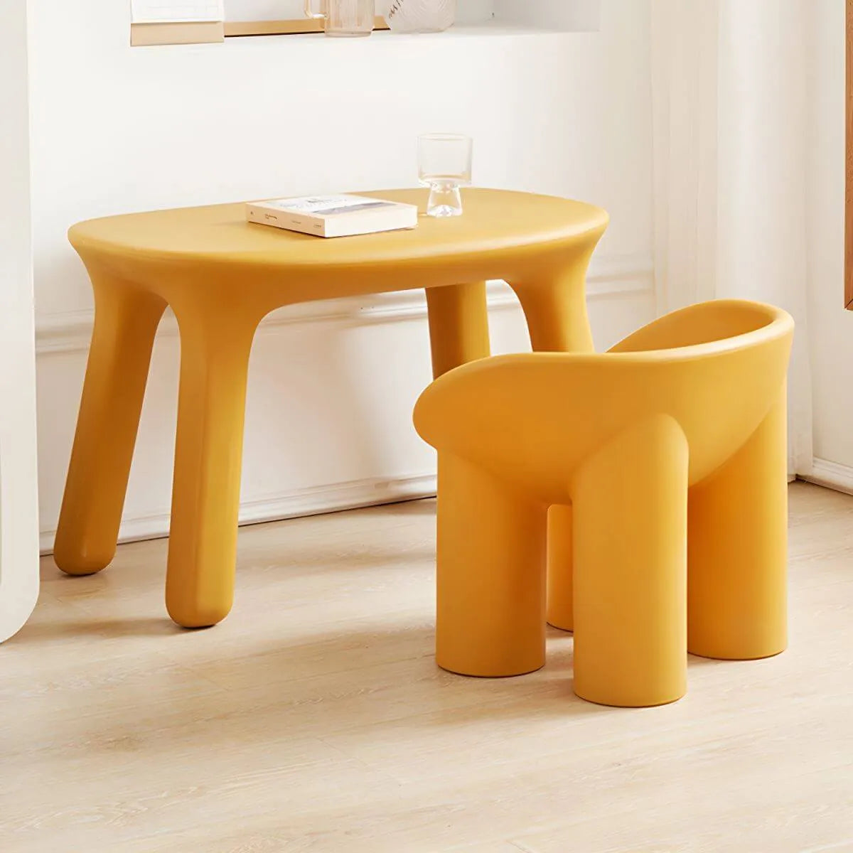 Ergonomic Plastic Kids Art Desk with Matching Chair in Solid Colors