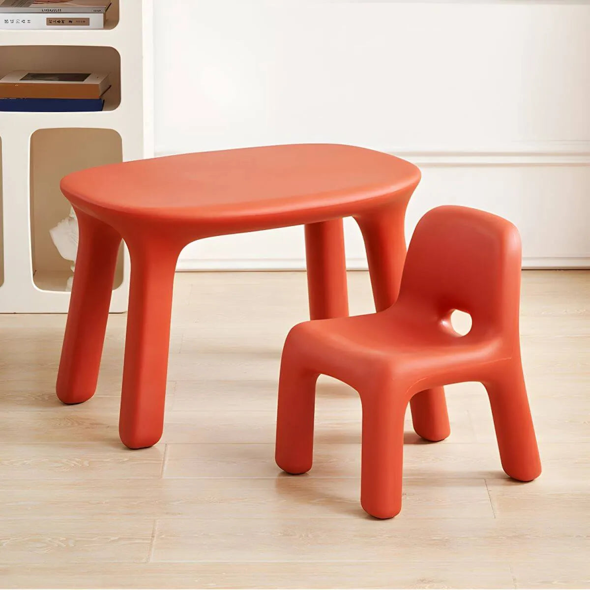 Ergonomic Plastic Kids Art Desk with Matching Chair in Solid Colors