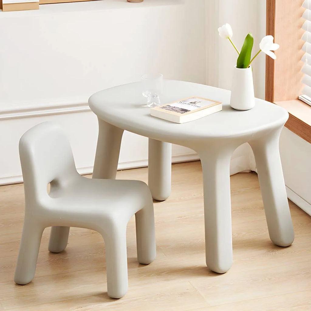 Ergonomic Plastic Kids Art Desk with Matching Chair in Solid Colors