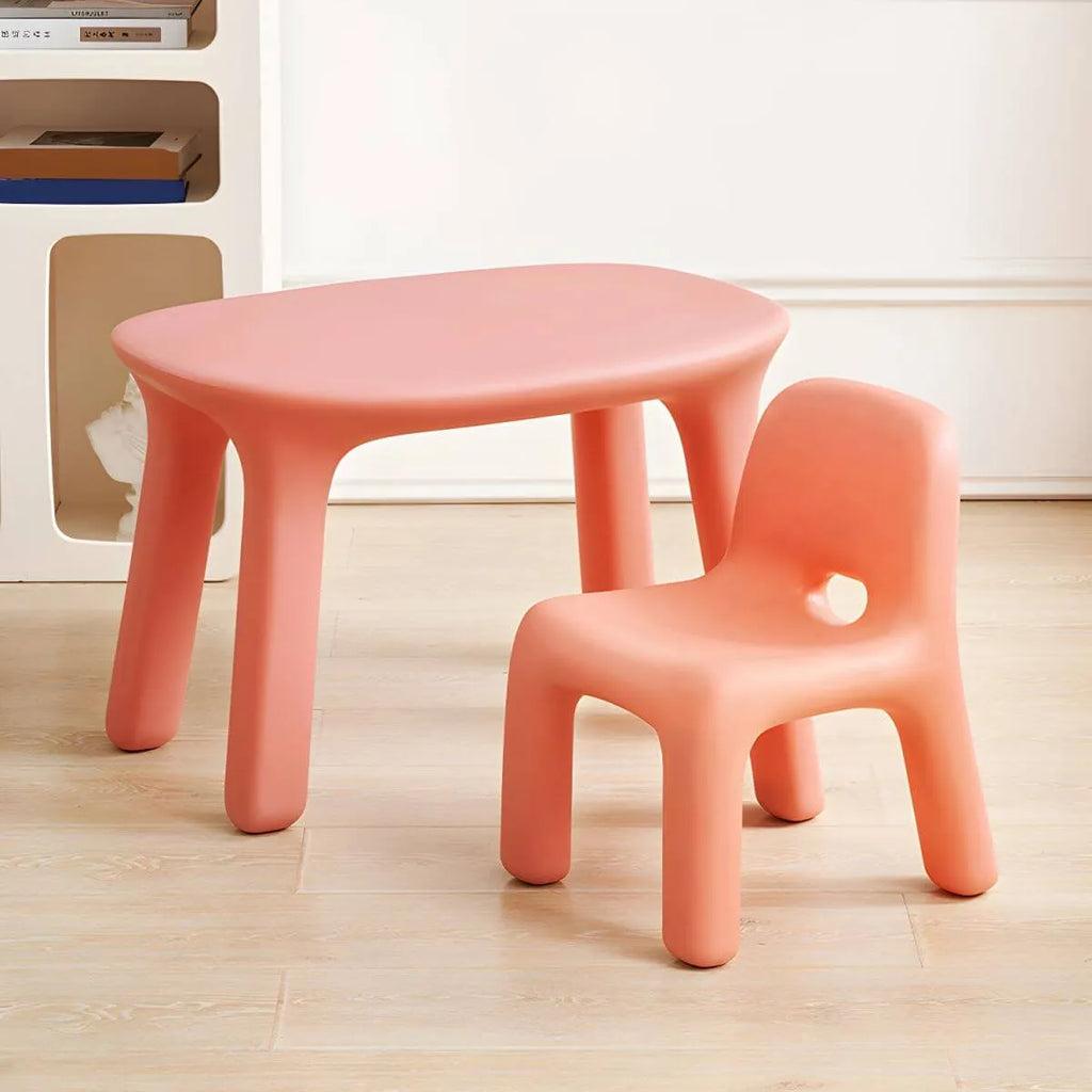 Ergonomic Plastic Kids Art Desk with Matching Chair in Solid Colors