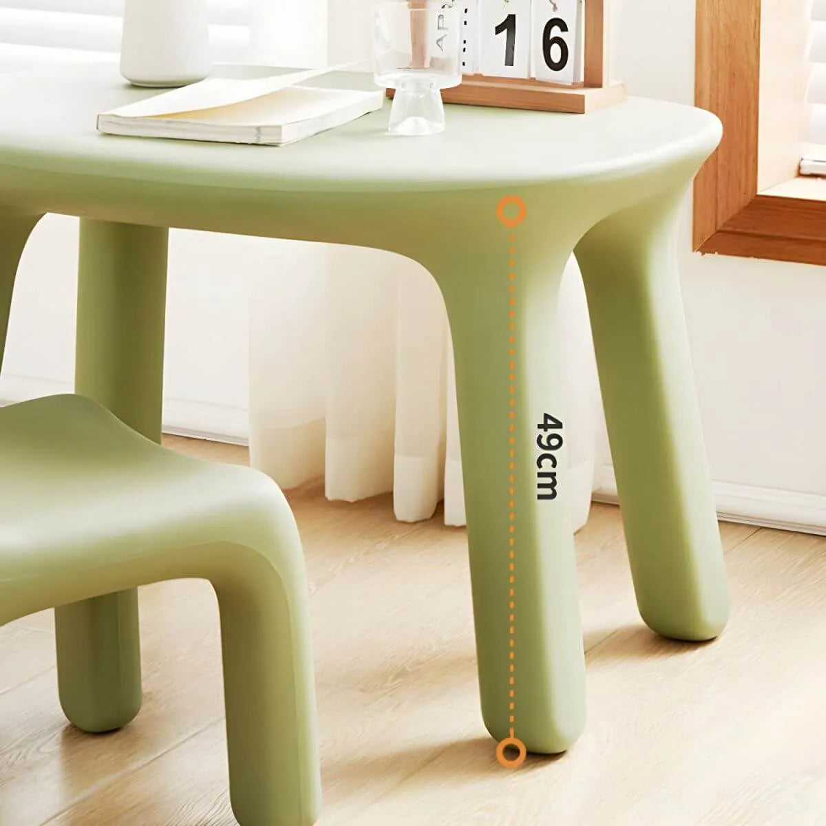 Ergonomic Plastic Kids Art Desk with Matching Chair in Solid Colors