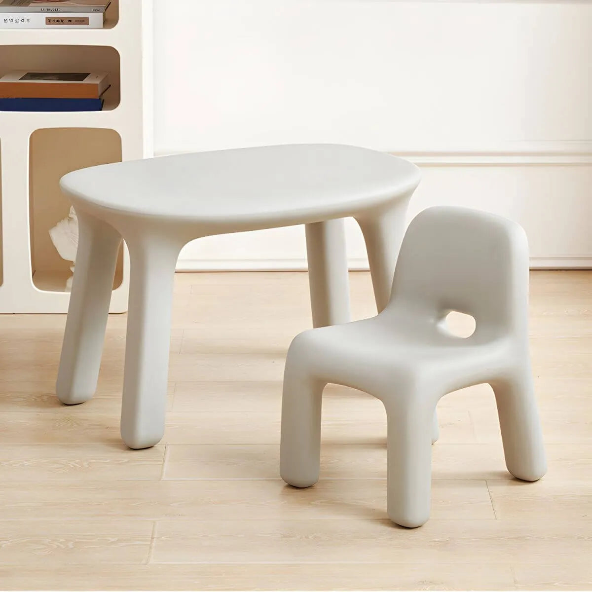 Ergonomic Plastic Kids Art Desk with Matching Chair in Solid Colors
