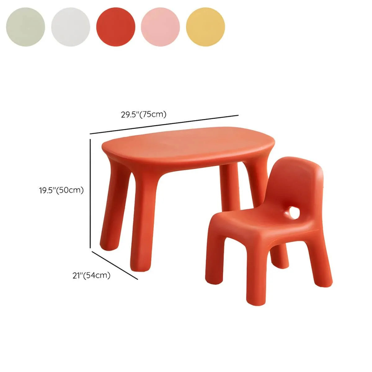 Ergonomic Plastic Kids Art Desk with Matching Chair in Solid Colors Dimensions