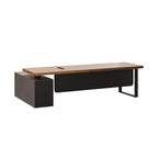 Executive Wood Office Desk With Storage Cabinet, Drawers and Privacy Panel