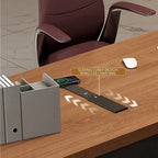 Executive Wood Office Desk With Storage Cabinet, Drawers and Privacy Panel
