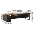 Executive Wood Office Desk With Storage Cabinet, Drawers and Privacy Panel Dimensions