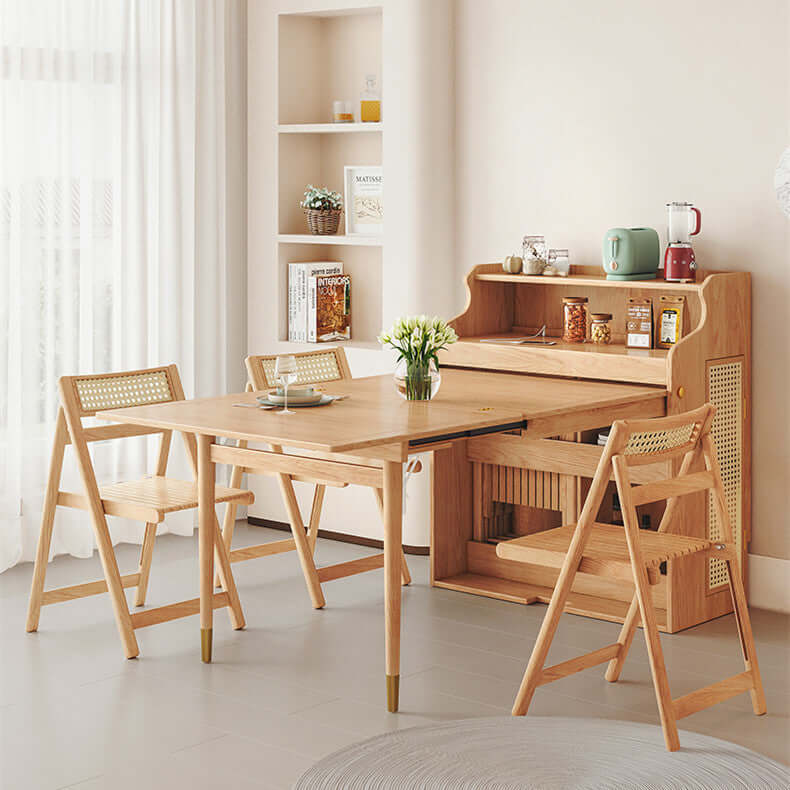 Expandable Walnut Dining Table With Storage And Chairs Main image