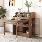 Expandable Walnut Dining Table With Storage And Chairs