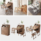 Expandable Walnut Dining Table With Storage And Chairs Main Product Image