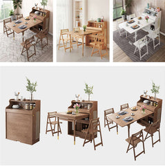 Expandable Walnut Dining Table With Storage And Chairs Main Product Image