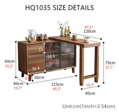 Extendable Dining Table With Storage Cabinet Set