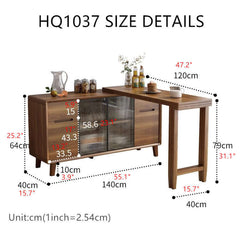 Extendable Dining Table With Storage Cabinet Set