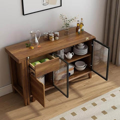Extendable Dining Table With Storage Cabinet Set