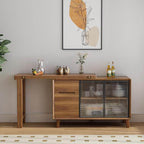 Extendable Dining Table With Storage Cabinet Set