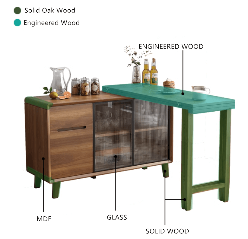 Extendable Dining Table With Storage Cabinet Set