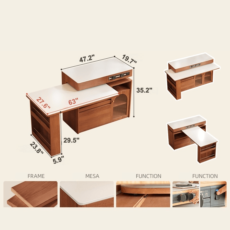 Extendable Kitchen Island With Sintered Stone Top