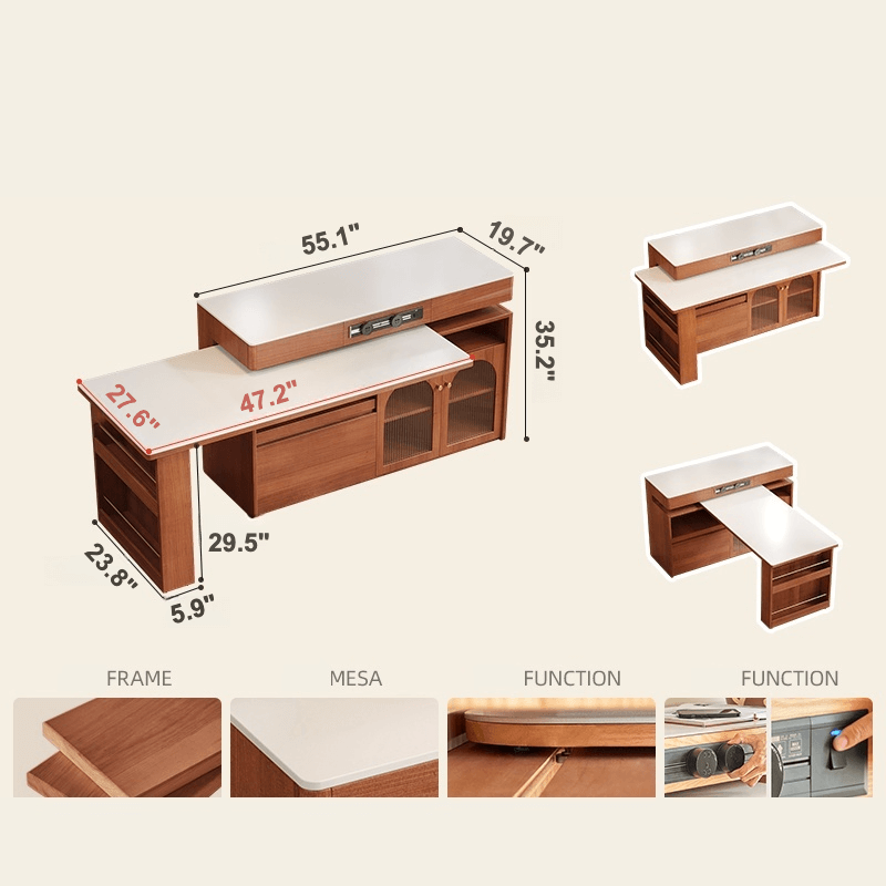 Extendable Kitchen Island With Sintered Stone Top