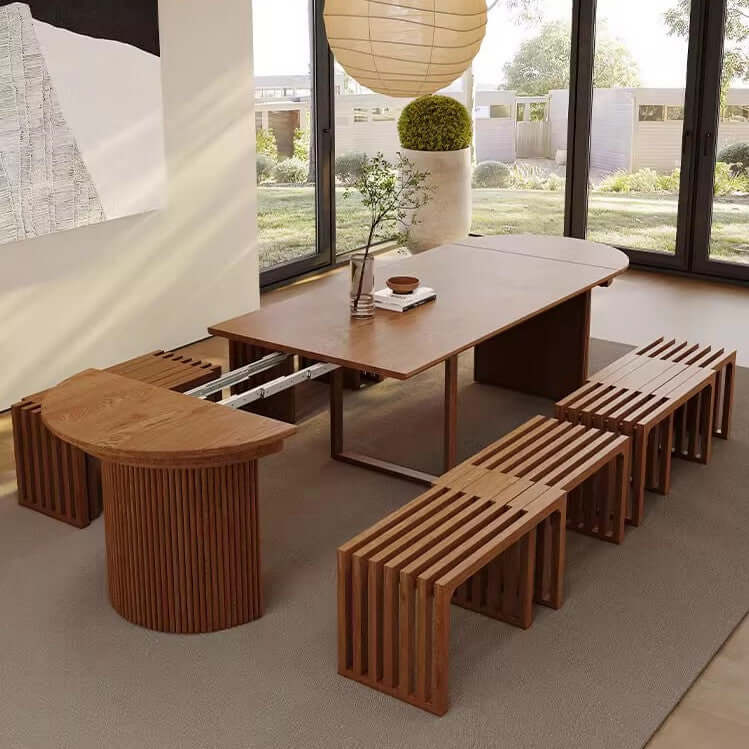 Extendable Round Dining Table With Ash Wood Finish