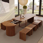 Extendable Round Dining Table With Ash Wood Finish