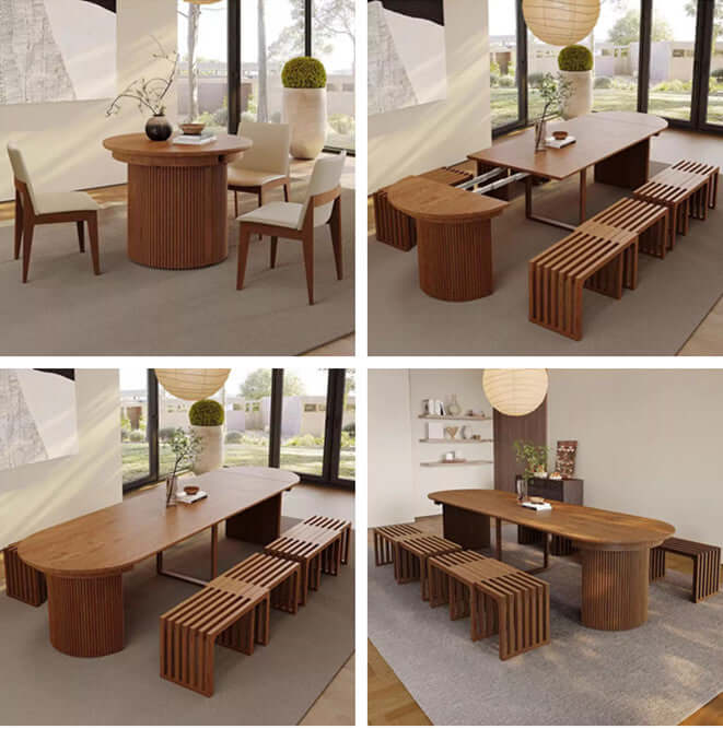 Extendable Round Dining Table With Ash Wood Finish Main Product Image Hauptbild