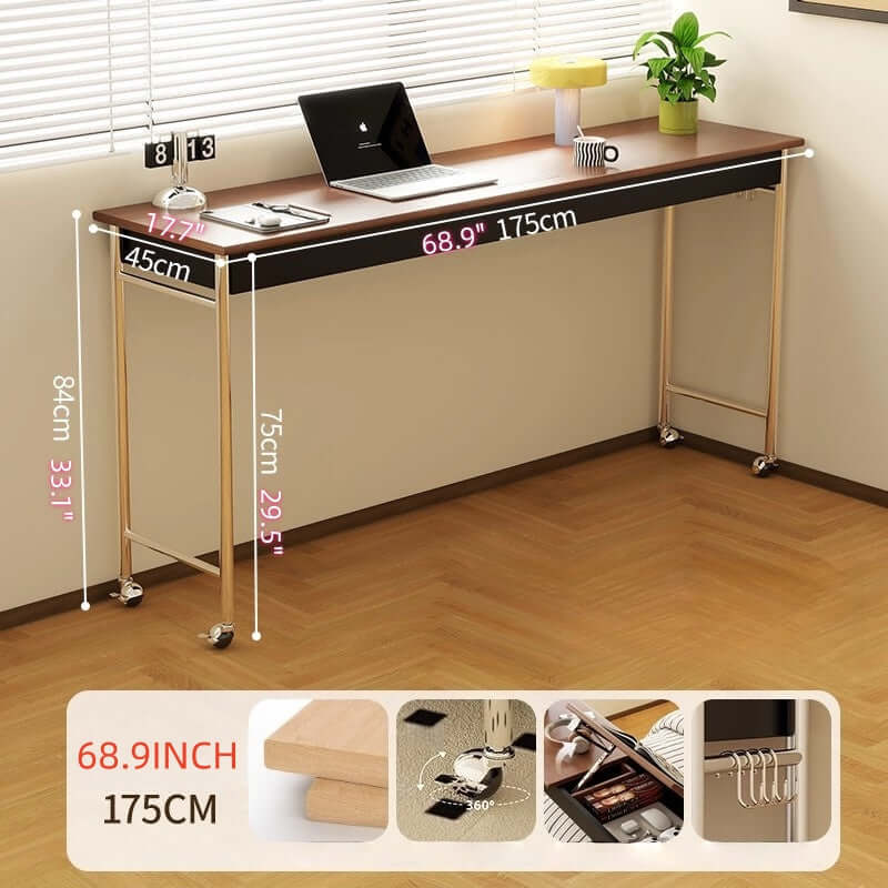 Extra-Long Over Bed Table With Tiltable Work Surface