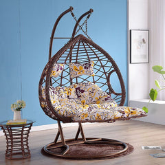 Heat Resistant Metal Porch Swing with Cushions, Chain, and Stand Porch Swings