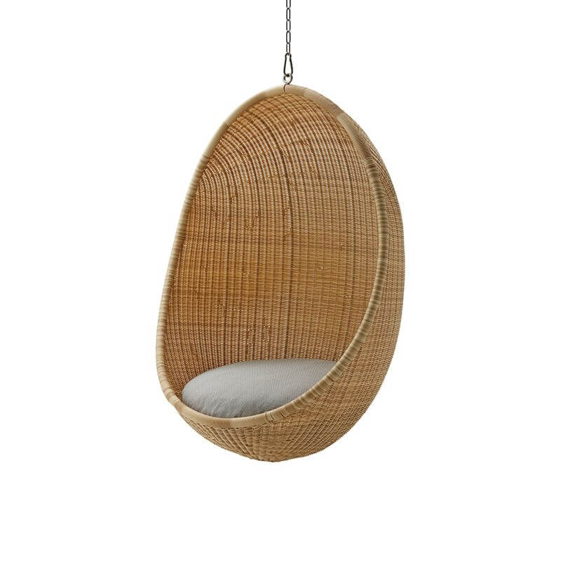 Upholstered tropical cocoa porch swing with heat-resistant plastic stand and chain