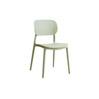 Stackable Scandinavian style plastic and acrylic side chair with low back for dining