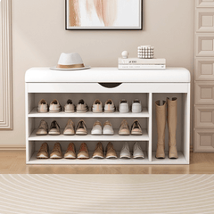Simplistic Modern Design Shoe Bench with Comfortable Upholstered Seat and Space-Saving Storage