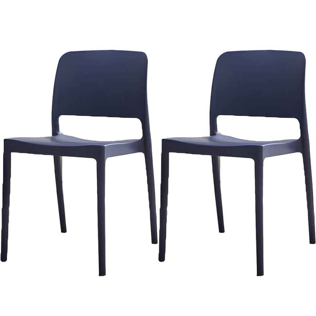Scandinavian plastic and acrylic dining chair with low backrest and armless design